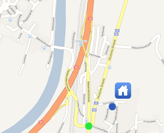 Kartenausschnitt Ausfahrt Chur Nord und Zufahrt zum Sonnenstutz